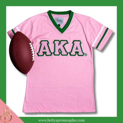 Alpha Kappa Alpha AKA Double Stitched Appliqué Embroidered Jersey T-Shirt-Alpha Kappa Alpha Paraphernalia-Alpha Kappa Alpha T-Shirts-Betty's Promos Plus