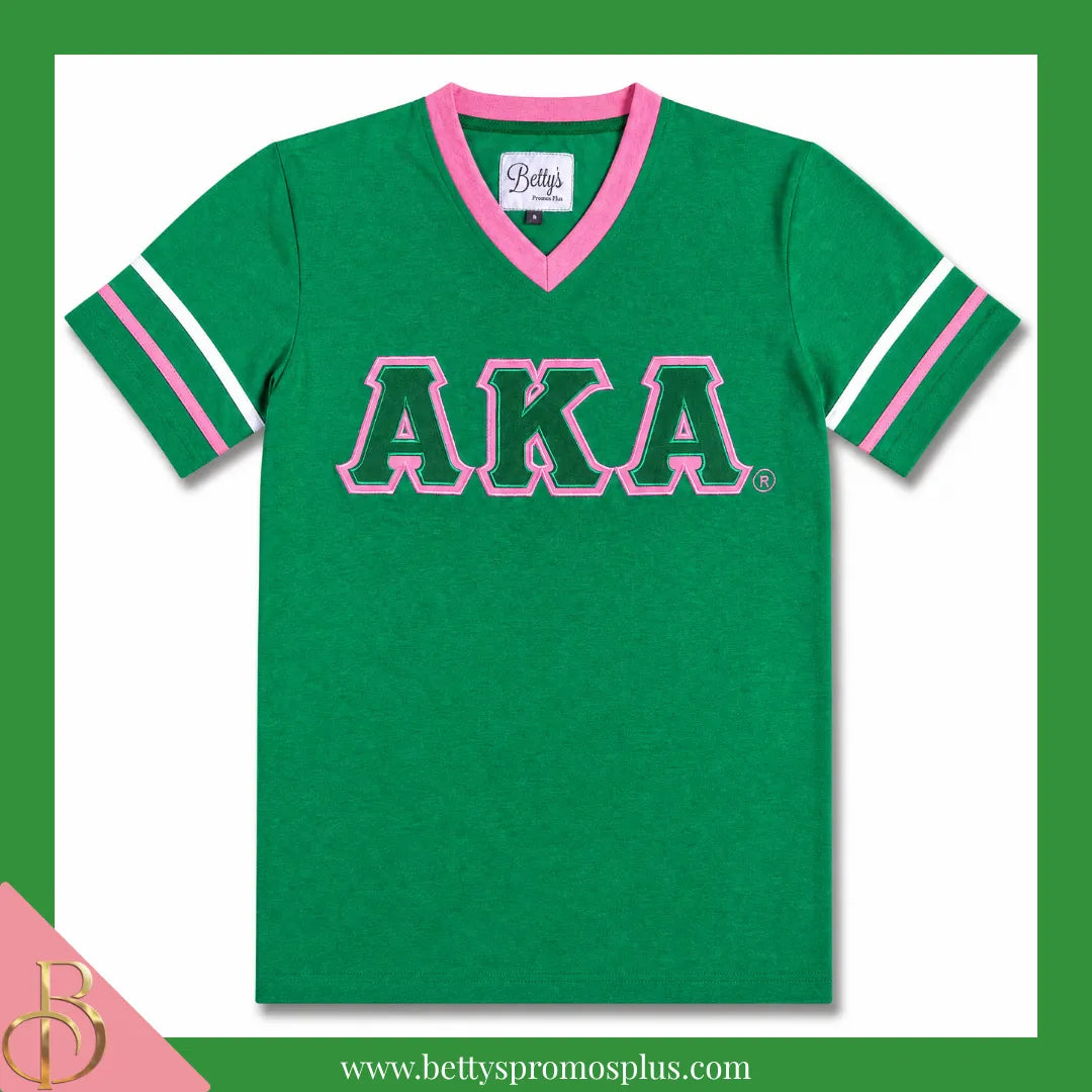 Alpha Kappa Alpha AKA Double Stitched Appliqué Embroidered Jersey T-Shirt-Green-Small-Alpha Kappa Alpha Paraphernalia-Alpha Kappa Alpha T-Shirts-Betty's Promos Plus