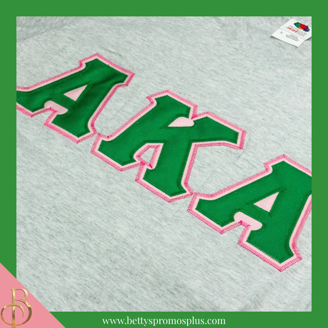 Alpha Kappa Alpha AKA Double Stitched Appliqué Embroidered Line T-Shirt-Alpha Kappa Alpha Paraphernalia-Alpha Kappa Alpha T-Shirts-Betty's Promos Plus