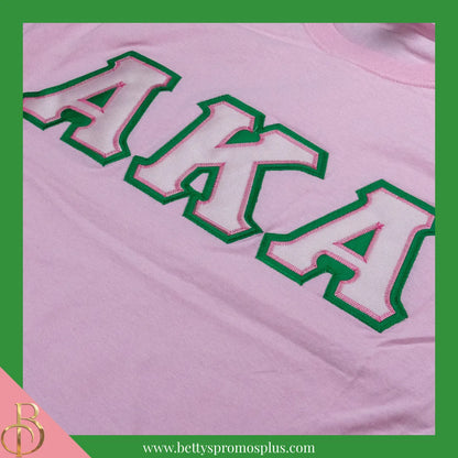 Alpha Kappa Alpha AKA Double Stitched Appliqué Embroidered Line T-Shirt-Alpha Kappa Alpha Paraphernalia-Alpha Kappa Alpha T-Shirts-Betty's Promos Plus