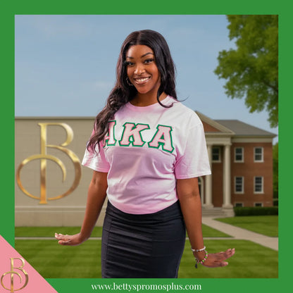 Alpha Kappa Alpha AKA Double Stitched Appliqué Embroidered Line T-Shirt-Alpha Kappa Alpha Paraphernalia-Alpha Kappa Alpha T-Shirts-Betty's Promos Plus