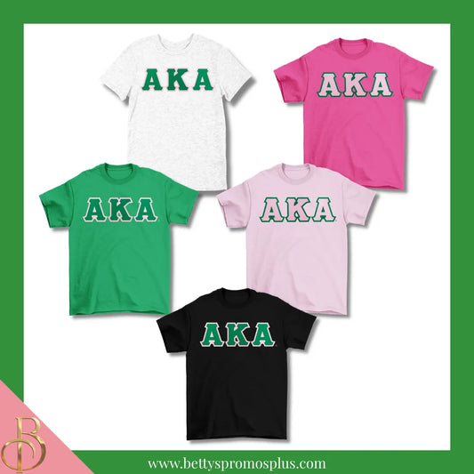 Alpha Kappa Alpha AKA Double Stitched Appliqué Embroidered Line T-Shirt-Alpha Kappa Alpha Paraphernalia-Alpha Kappa Alpha T-Shirts-Betty's Promos Plus