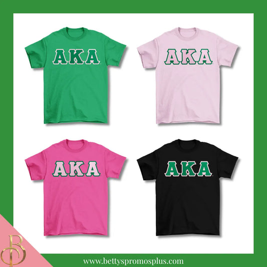 Alpha Kappa Alpha AKA Double Stitched Appliqué Embroidered Line T-Shirt-Alpha Kappa Alpha Paraphernalia-Alpha Kappa Alpha T-Shirts-Betty's Promos Plus