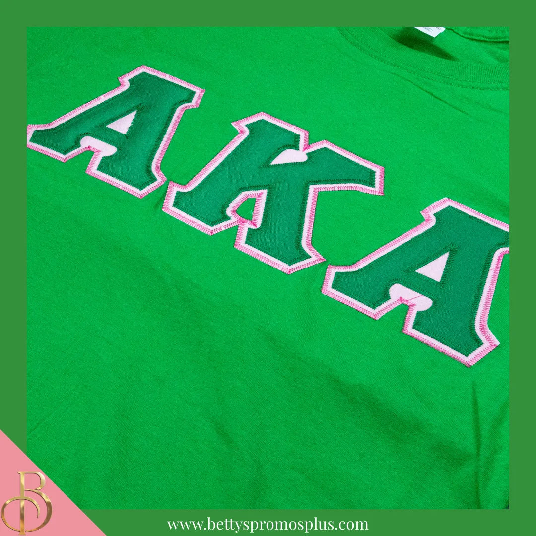 Alpha Kappa Alpha AKA Double Stitched Appliqué Embroidered Line T-Shirt-Alpha Kappa Alpha Paraphernalia-Alpha Kappa Alpha T-Shirts-Betty's Promos Plus