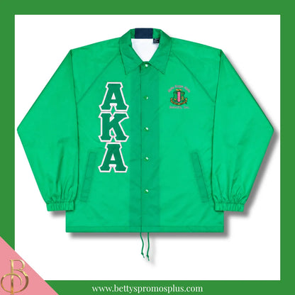 Alpha Kappa Alpha AKA Double-Stitched Embroidered Windbreaker Line Jacket-Alpha Kappa Alpha Paraphernalia-Alpha Kappa Alpha Line Jacket-Betty's Promos Plus