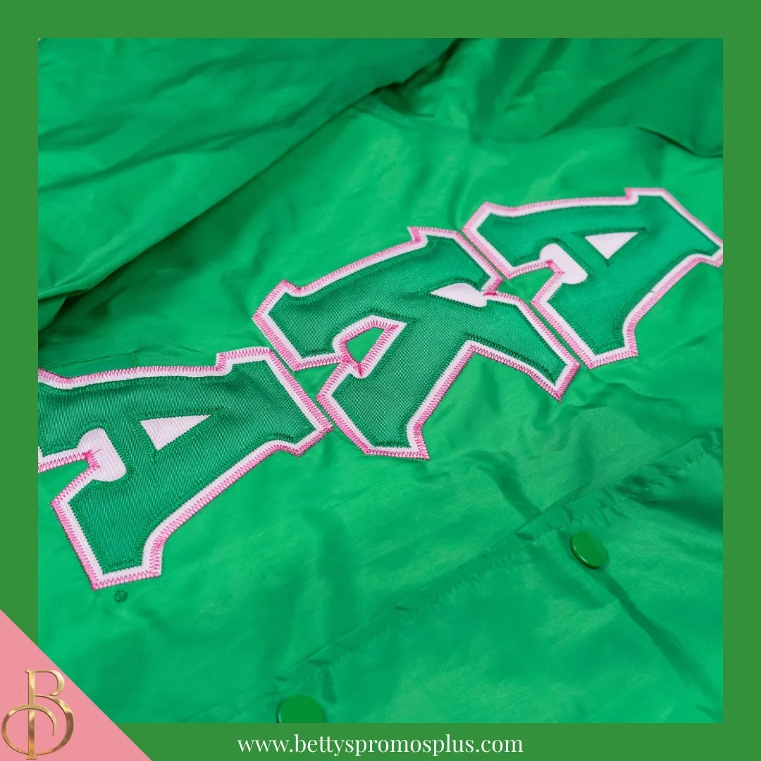 Alpha Kappa Alpha AKA Double-Stitched Embroidered Windbreaker Line Jacket-Alpha Kappa Alpha Paraphernalia-Alpha Kappa Alpha Line Jacket-Betty's Promos Plus