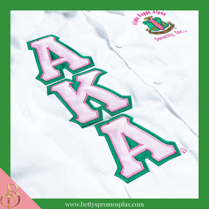 Alpha Kappa Alpha AKA Double-Stitched Embroidered Windbreaker Line Jacket-Alpha Kappa Alpha Paraphernalia-Alpha Kappa Alpha Line Jacket-Betty's Promos Plus