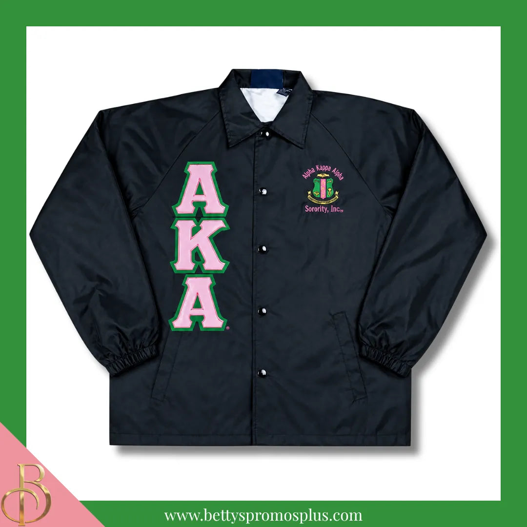 Alpha Kappa Alpha AKA Double-Stitched Embroidered Windbreaker Line Jacket-Alpha Kappa Alpha Paraphernalia-Alpha Kappa Alpha Line Jacket-Betty's Promos Plus