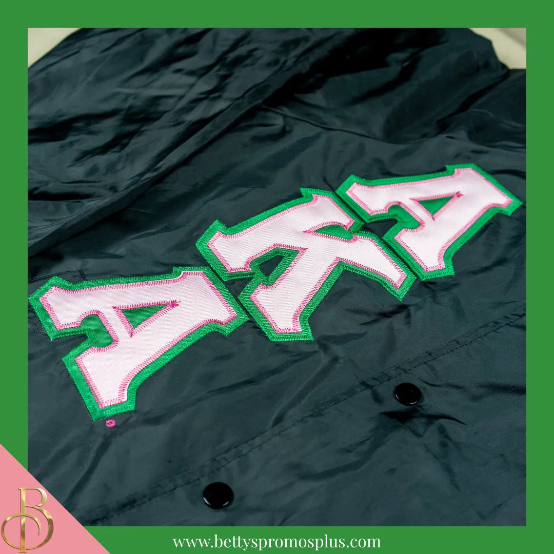 Alpha Kappa Alpha AKA Double-Stitched Embroidered Windbreaker Line Jacket-Alpha Kappa Alpha Paraphernalia-Alpha Kappa Alpha Line Jacket-Betty's Promos Plus