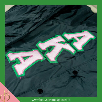 Alpha Kappa Alpha AKA Double-Stitched Embroidered Windbreaker Line Jacket-Alpha Kappa Alpha Paraphernalia-Alpha Kappa Alpha Line Jacket-Betty's Promos Plus