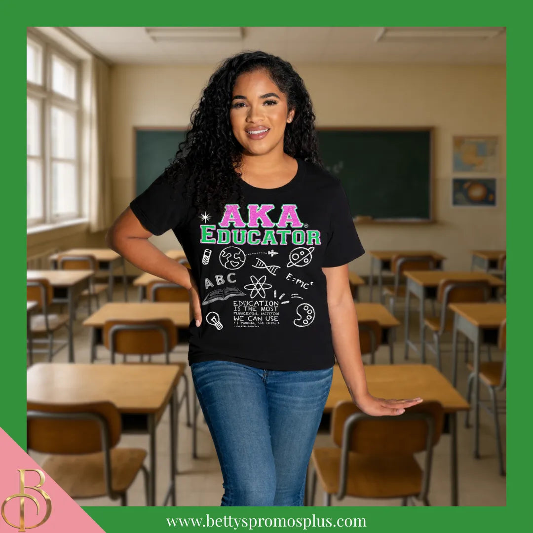 Alpha Kappa Alpha AKA Educator Screen Printed T-Shirt-Alpha Kappa Alpha Paraphernalia-Alpha Kappa Alpha T-Shirts-Betty's Promos Plus