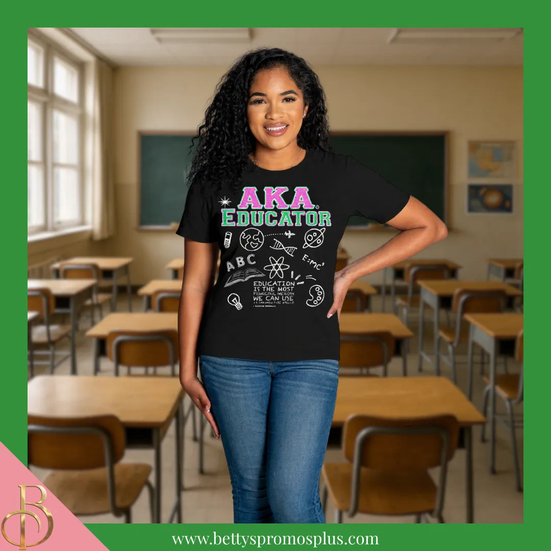 Alpha Kappa Alpha AKA Educator Screen Printed T-Shirt-Alpha Kappa Alpha Paraphernalia-Alpha Kappa Alpha T-Shirts-Betty's Promos Plus