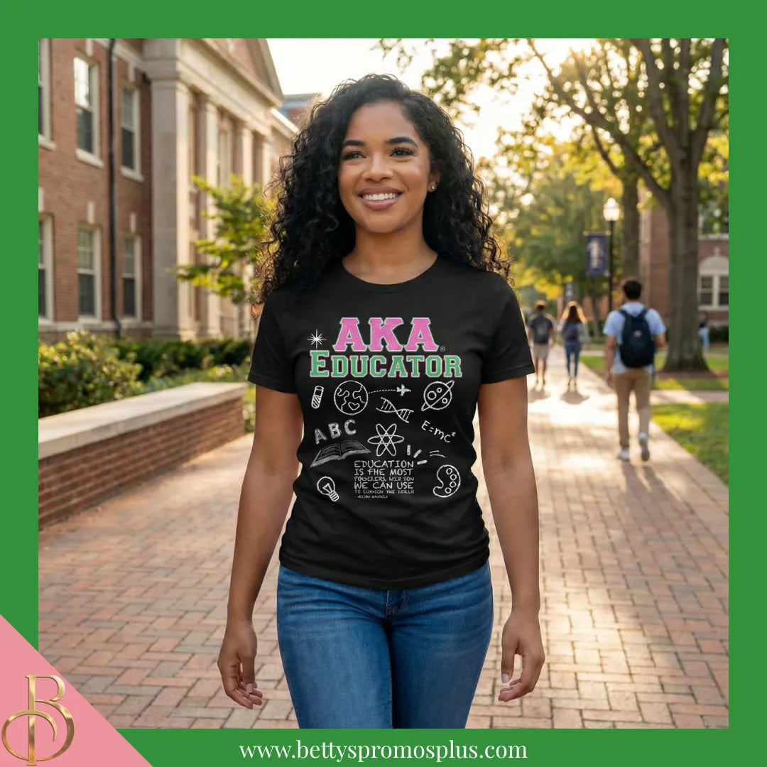 Alpha Kappa Alpha AKA Educator Screen Printed T-Shirt-Alpha Kappa Alpha Paraphernalia-Alpha Kappa Alpha T-Shirts-Betty's Promos Plus