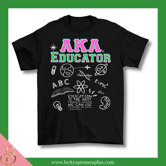 Alpha Kappa Alpha AKA Educator Screen Printed T-Shirt-Alpha Kappa Alpha Paraphernalia-Alpha Kappa Alpha T-Shirts-Betty's Promos Plus