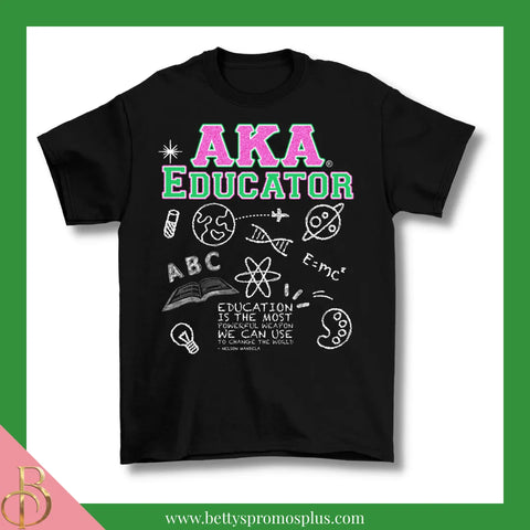 Alpha Kappa Alpha AKA Educator Screen Printed T-Shirt-Black-Small-Alpha Kappa Alpha Paraphernalia-Alpha Kappa Alpha T-Shirts-Betty's Promos Plus