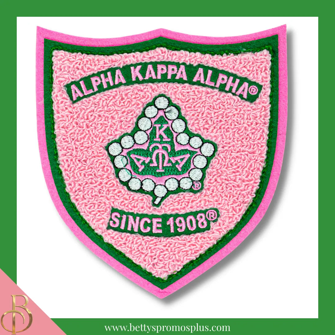 Alpha Kappa Alpha AKA Embroidered Crest Sew-On Chenille Patch-Pink-Alpha Kappa Alpha Paraphernalia-Alpha Kappa Alpha Patch-Betty's Promos Plus