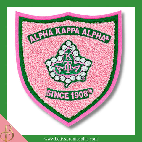Alpha Kappa Alpha AKA Embroidered Crest Sew-On Chenille Patch-Pink-Alpha Kappa Alpha Paraphernalia-Alpha Kappa Alpha Patch-Betty's Promos Plus