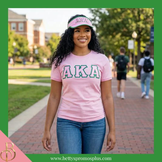 Alpha Kappa Alpha AKA Embroidered Greek Letter Featherlight Moisture Wicking Visor-Alpha Kappa Alpha Paraphernalia-Alpha Kappa Alpha Visor-Betty's Promos Plus