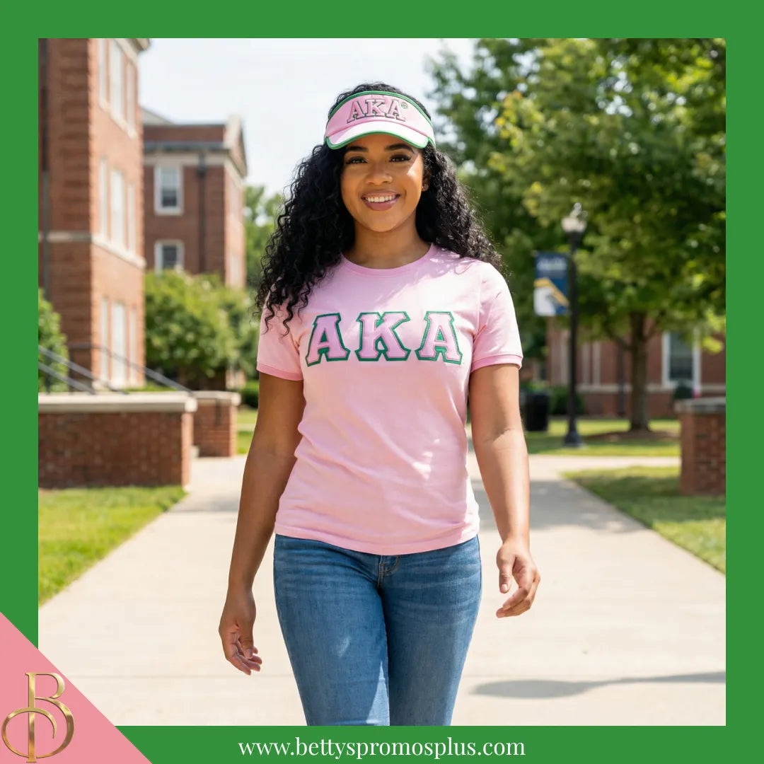 Alpha Kappa Alpha AKA Embroidered Greek Letter Featherlight Moisture Wicking Visor-Alpha Kappa Alpha Paraphernalia-Alpha Kappa Alpha Visor-Betty's Promos Plus