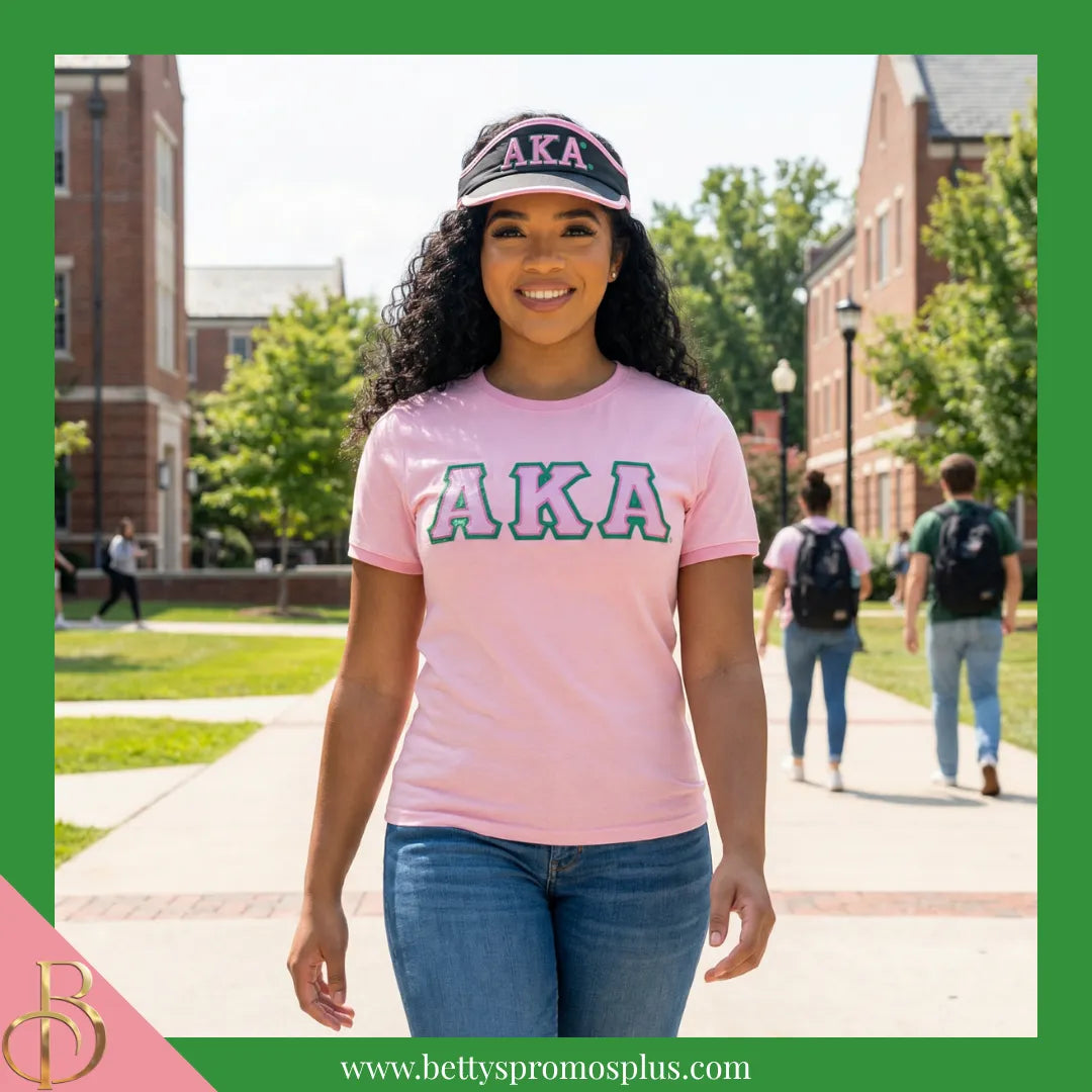 Alpha Kappa Alpha AKA Embroidered Greek Letter Featherlight Moisture Wicking Visor-Alpha Kappa Alpha Paraphernalia-Alpha Kappa Alpha Visor-Betty's Promos Plus