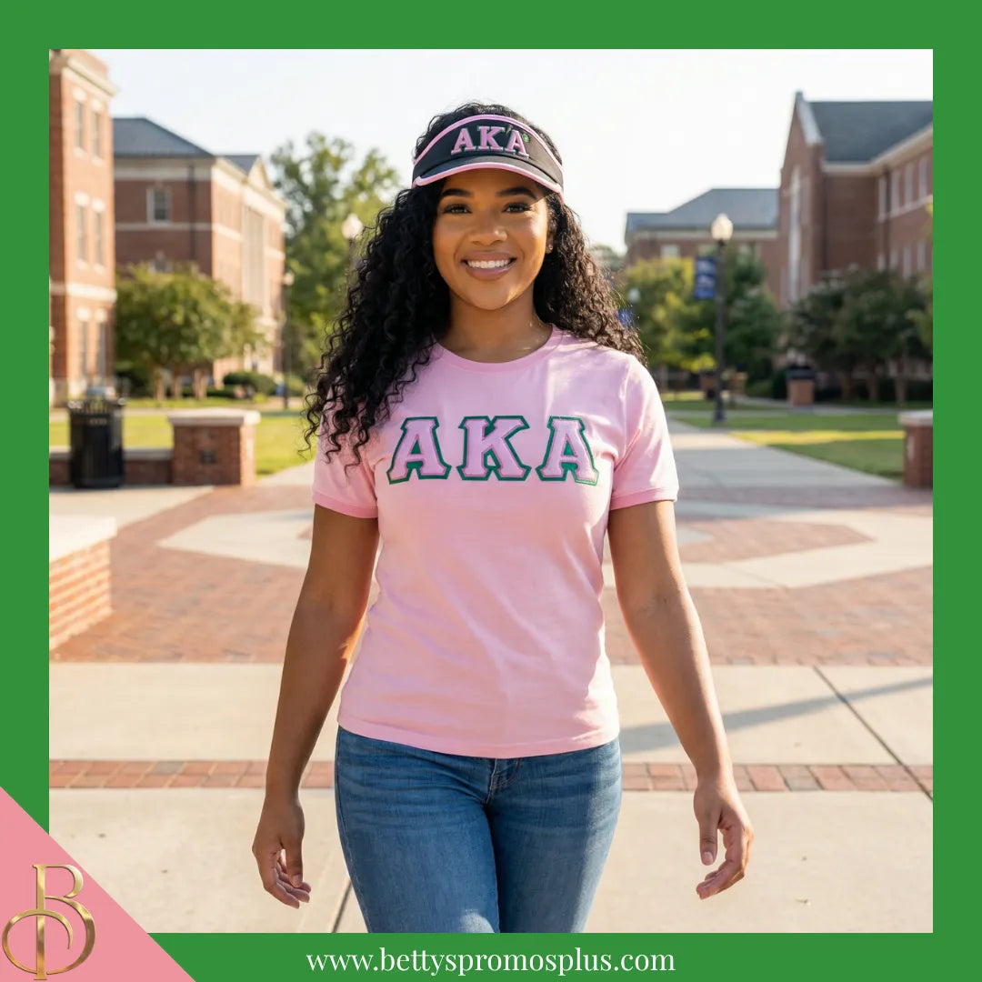 Alpha Kappa Alpha AKA Embroidered Greek Letter Featherlight Moisture Wicking Visor-Alpha Kappa Alpha Paraphernalia-Alpha Kappa Alpha Visor-Betty's Promos Plus
