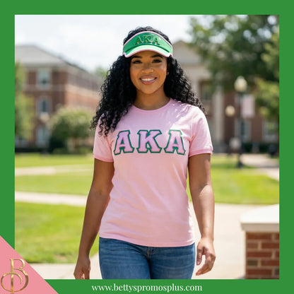Alpha Kappa Alpha AKA Embroidered Greek Letter Featherlight Moisture Wicking Visor-Alpha Kappa Alpha Paraphernalia-Alpha Kappa Alpha Visor-Betty's Promos Plus