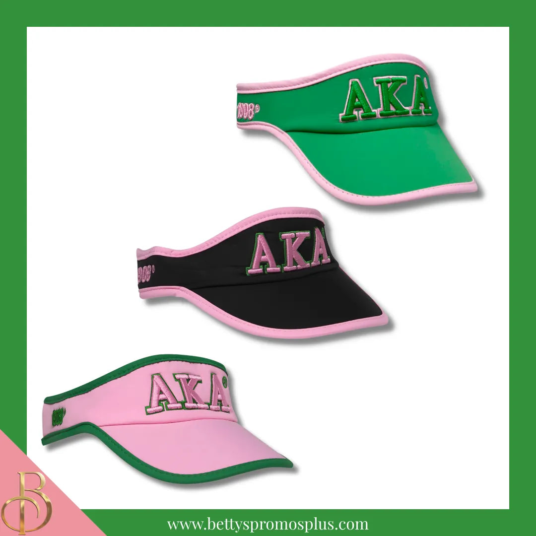 Alpha Kappa Alpha AKA Embroidered Greek Letter Featherlight Moisture Wicking Visor-Alpha Kappa Alpha Paraphernalia-Alpha Kappa Alpha Visor-Betty's Promos Plus