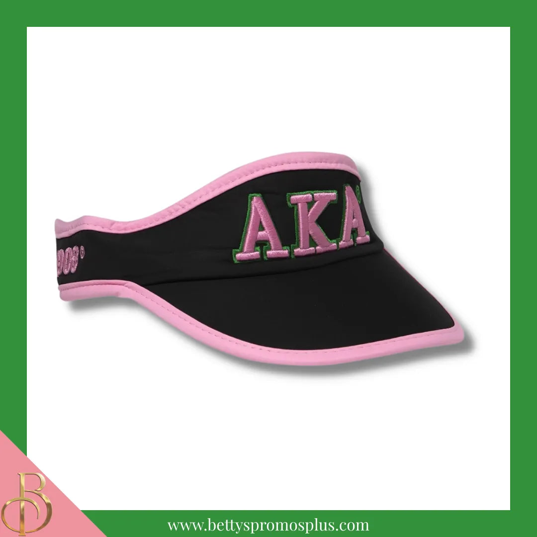 Alpha Kappa Alpha AKA Embroidered Greek Letter Featherlight Moisture Wicking Visor-Black-Alpha Kappa Alpha Paraphernalia-Alpha Kappa Alpha Visor-Betty's Promos Plus