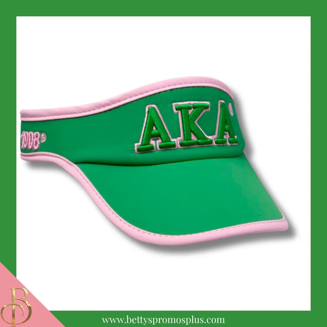 Alpha Kappa Alpha AKA Embroidered Greek Letter Featherlight Moisture Wicking Visor-Green-Alpha Kappa Alpha Paraphernalia-Alpha Kappa Alpha Visor-Betty's Promos Plus