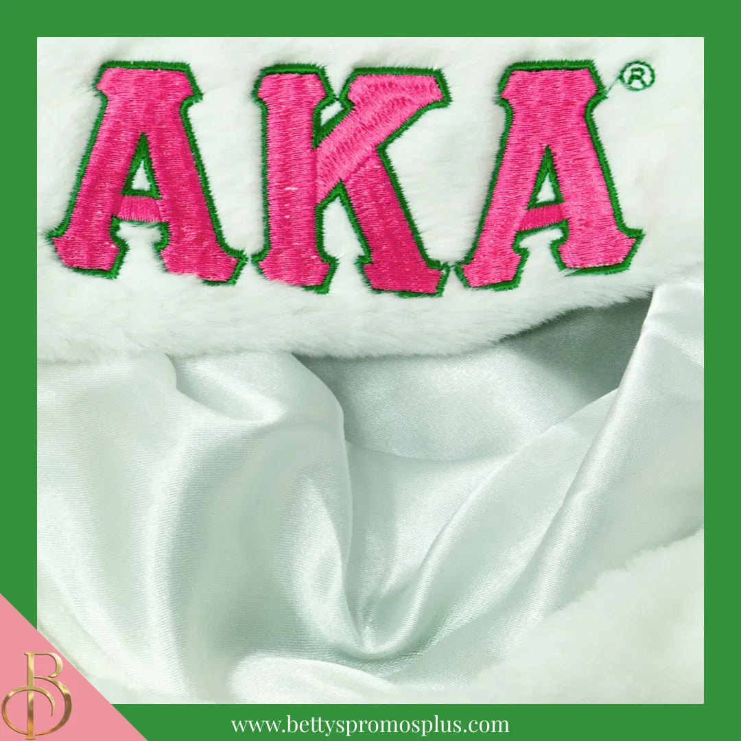 Alpha Kappa Alpha AKA Embroidered Greek Letters Deluxe Santa Hat-Alpha Kappa Alpha Paraphernalia-Alpha Kappa Alpha Hats-Betty's Promos Plus