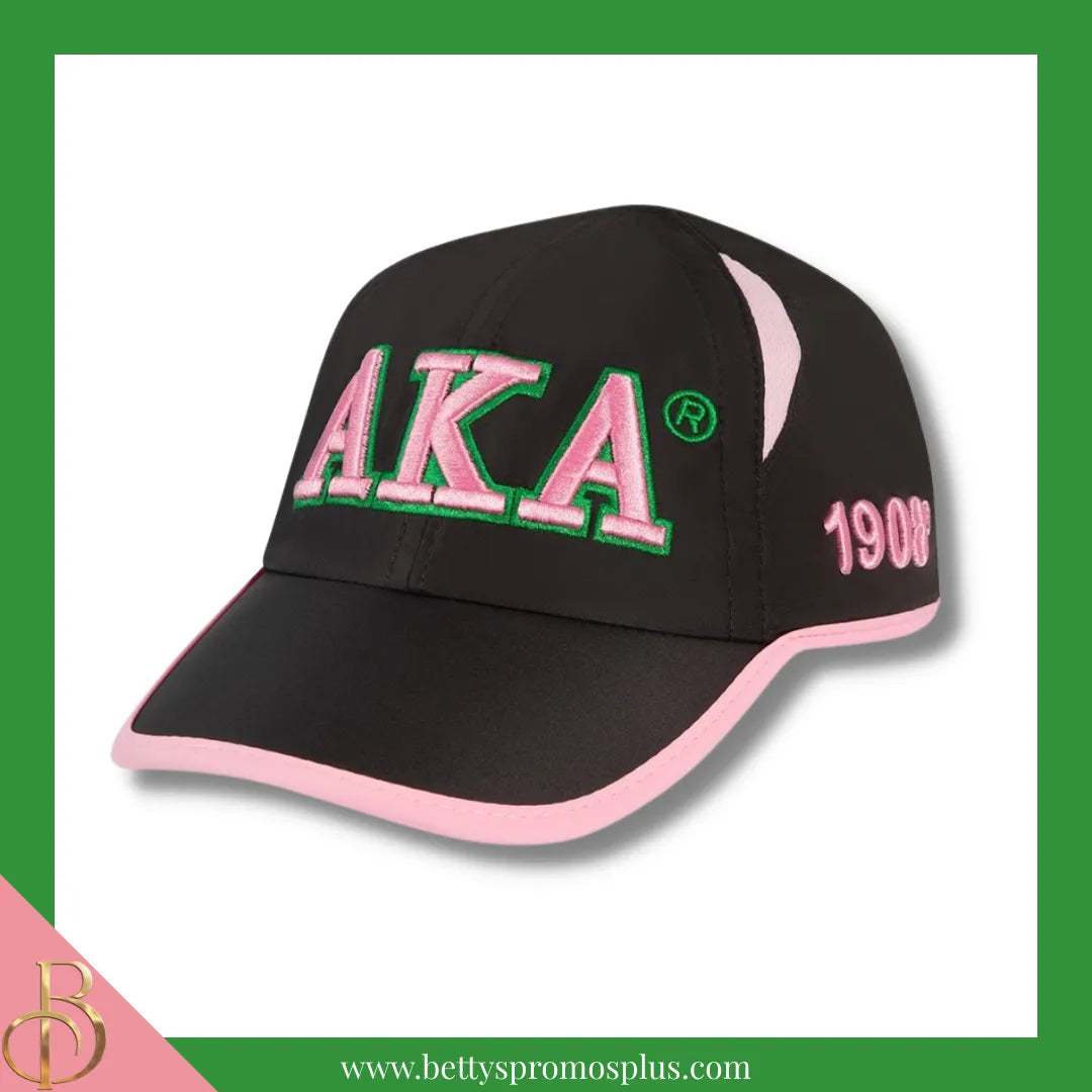 Alpha Kappa Alpha AKA Embroidered Greek Letters Featherlight Moisture Wicking Hat-Black-Alpha Kappa Alpha Paraphernalia-Alpha Kappa Alpha Hats-Betty's Promos Plus