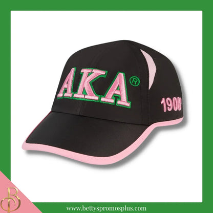Alpha Kappa Alpha AKA Embroidered Greek Letters Featherlight Moisture Wicking Hat-Black-Alpha Kappa Alpha Paraphernalia-Alpha Kappa Alpha Hats-Betty's Promos Plus