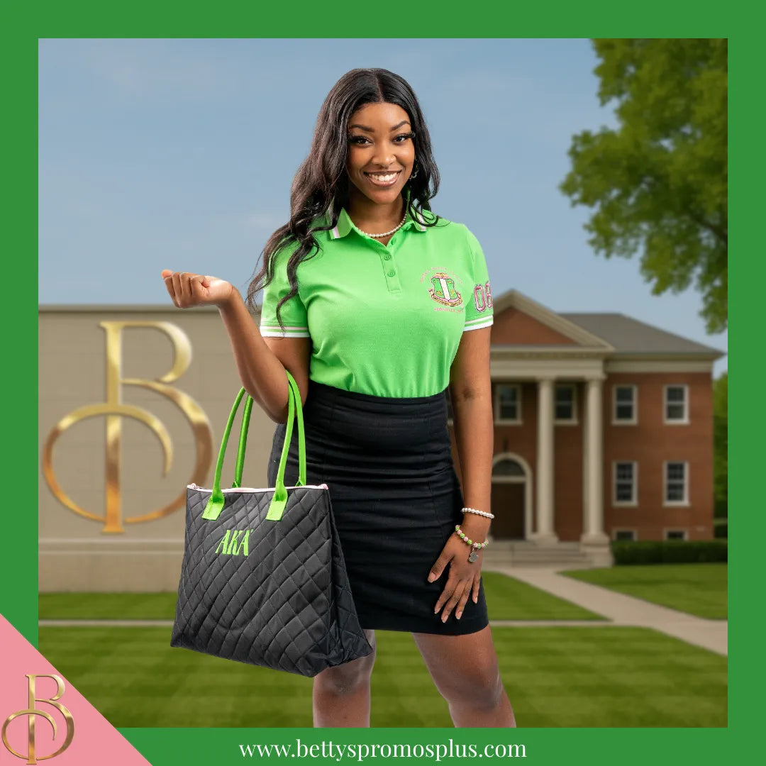 Alpha Kappa Alpha AKA Embroidered Greek Letters Quilted Bag Purse-Alpha Kappa Alpha Paraphernalia-Alpha Kappa Alpha Tote Bags-Betty's Promos Plus