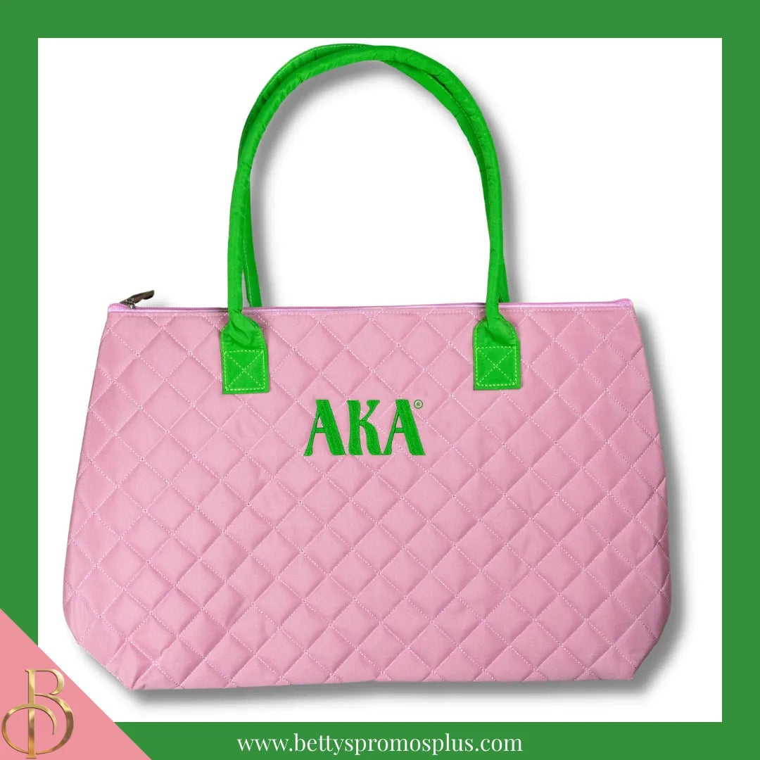 Alpha Kappa Alpha AKA Embroidered Greek Letters Quilted Bag Purse-Alpha Kappa Alpha Paraphernalia-Alpha Kappa Alpha Tote Bags-Betty's Promos Plus