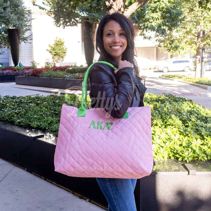 Alpha Kappa Alpha AKA Embroidered Greek Letters Quilted Bag Purse-Alpha Kappa Alpha Paraphernalia-Alpha Kappa Alpha Tote Bags-Betty's Promos Plus