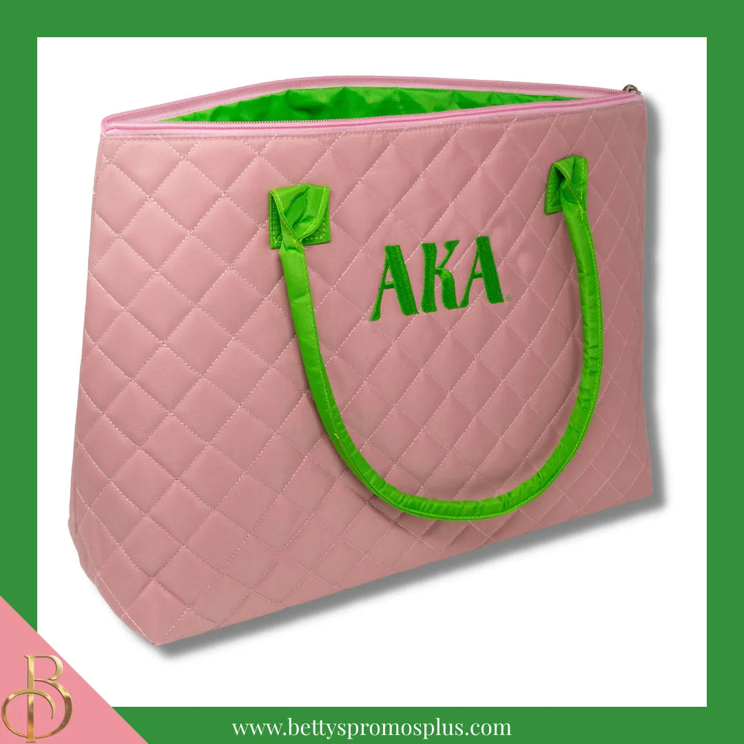 Alpha Kappa Alpha AKA Embroidered Greek Letters Quilted Bag Purse-Alpha Kappa Alpha Paraphernalia-Alpha Kappa Alpha Tote Bags-Betty's Promos Plus
