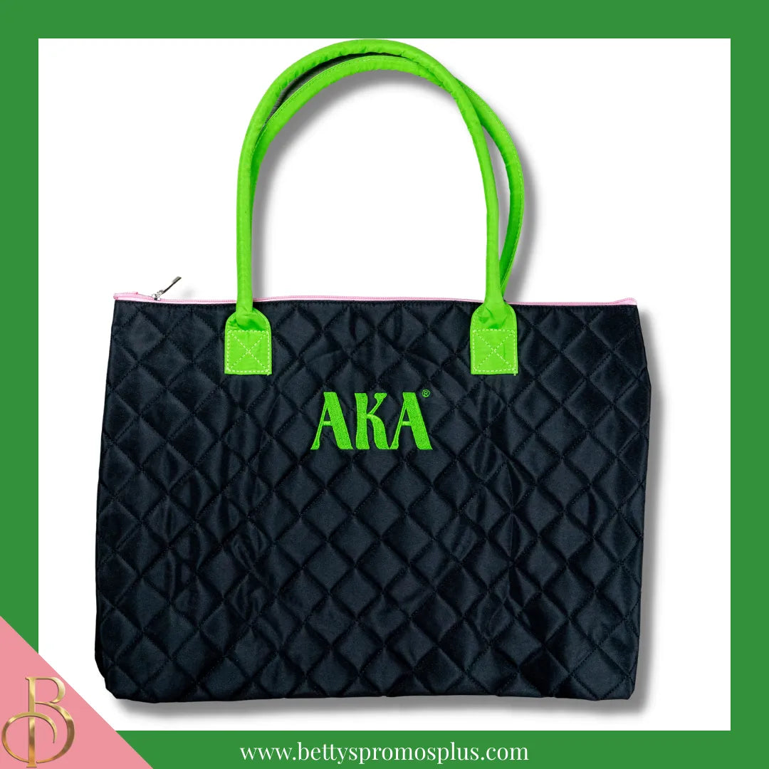 Alpha Kappa Alpha AKA Embroidered Greek Letters Quilted Bag Purse-Alpha Kappa Alpha Paraphernalia-Alpha Kappa Alpha Tote Bags-Betty's Promos Plus