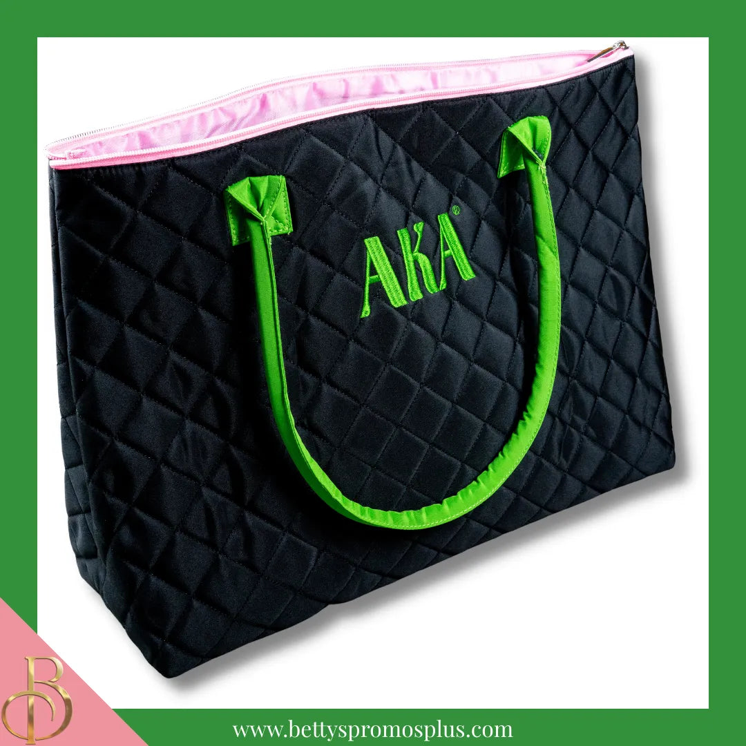 Alpha Kappa Alpha AKA Embroidered Greek Letters Quilted Bag Purse-Alpha Kappa Alpha Paraphernalia-Alpha Kappa Alpha Tote Bags-Betty's Promos Plus