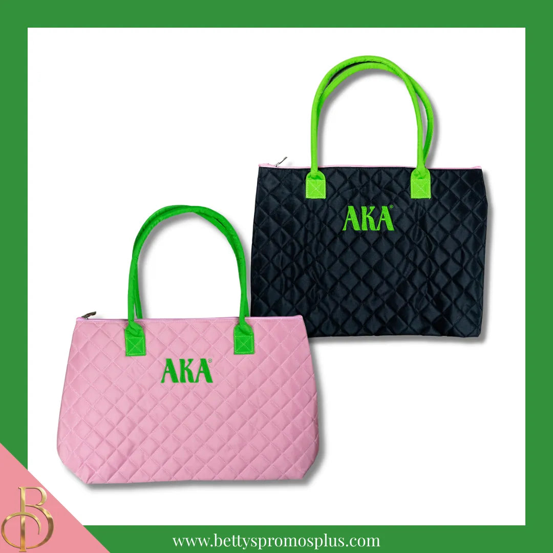Alpha Kappa Alpha AKA Embroidered Greek Letters Quilted Bag Purse-Alpha Kappa Alpha Paraphernalia-Alpha Kappa Alpha Tote Bags-Betty's Promos Plus