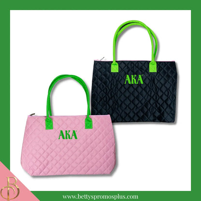 Alpha Kappa Alpha AKA Embroidered Greek Letters Quilted Bag Purse-Alpha Kappa Alpha Paraphernalia-Alpha Kappa Alpha Tote Bags-Betty's Promos Plus
