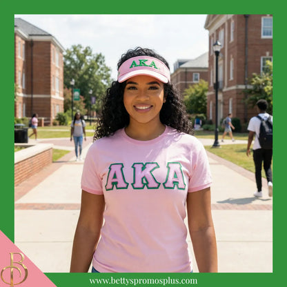 Alpha Kappa Alpha AKA Embroidered Greek Letters Velcro Snap Visor-Alpha Kappa Alpha Paraphernalia-Alpha Kappa Alpha Hats-Betty's Promos Plus