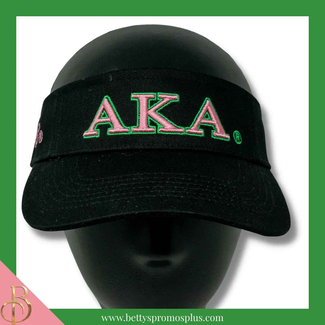 Alpha Kappa Alpha AKA Embroidered Greek Letters Velcro Snap Visor-Alpha Kappa Alpha Paraphernalia-Alpha Kappa Alpha Hats-Betty's Promos Plus