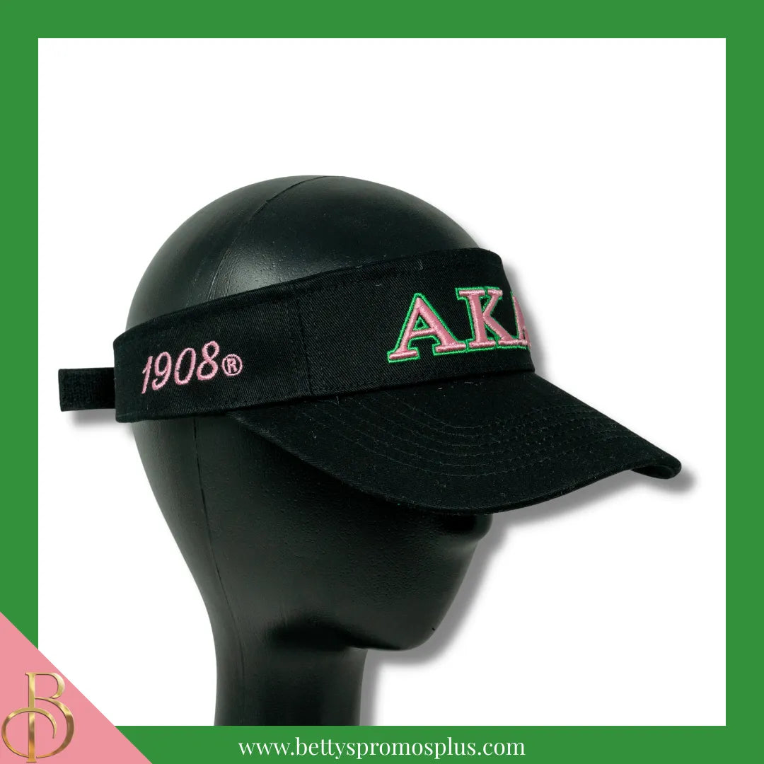 Alpha Kappa Alpha AKA Embroidered Greek Letters Velcro Snap Visor-Alpha Kappa Alpha Paraphernalia-Alpha Kappa Alpha Hats-Betty's Promos Plus