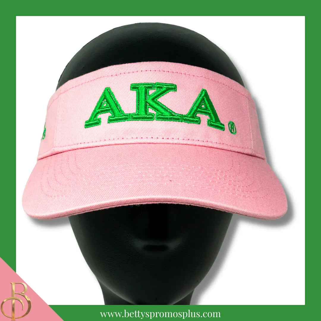Alpha Kappa Alpha AKA Embroidered Greek Letters Velcro Snap Visor-Alpha Kappa Alpha Paraphernalia-Alpha Kappa Alpha Hats-Betty's Promos Plus