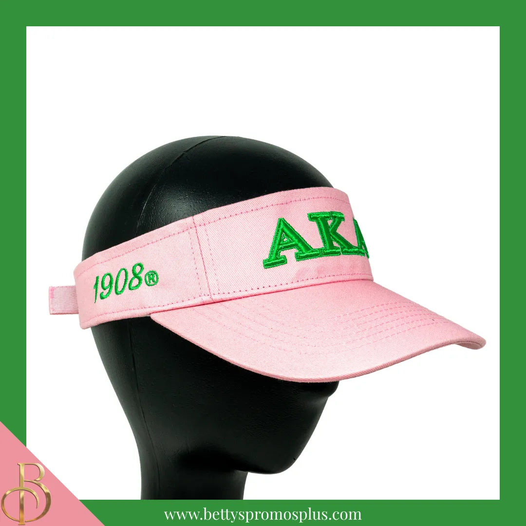Alpha Kappa Alpha AKA Embroidered Greek Letters Velcro Snap Visor-Alpha Kappa Alpha Paraphernalia-Alpha Kappa Alpha Hats-Betty's Promos Plus