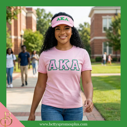 Alpha Kappa Alpha AKA Embroidered Greek Letters Velcro Snap Visor-Alpha Kappa Alpha Paraphernalia-Alpha Kappa Alpha Hats-Betty's Promos Plus
