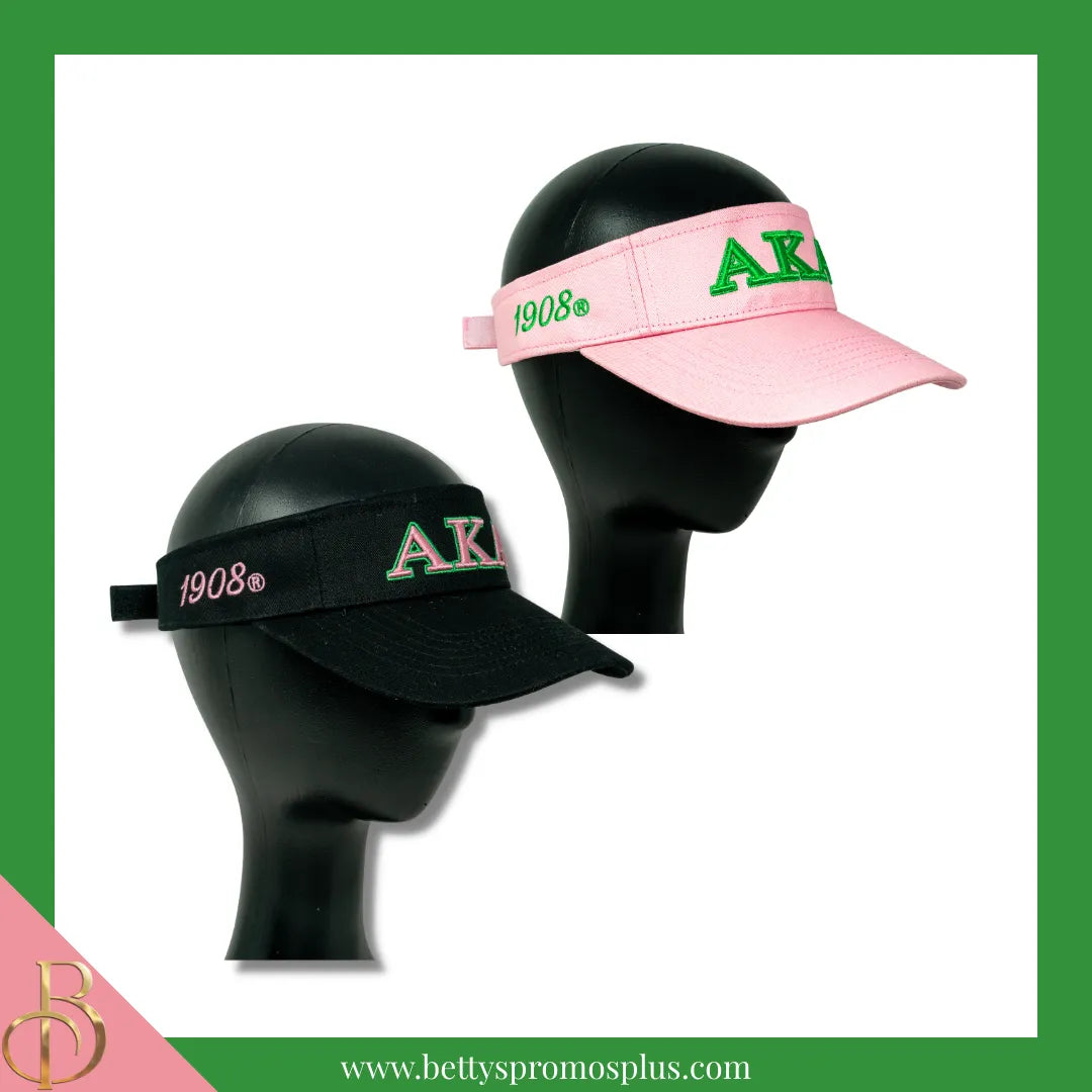 Alpha Kappa Alpha AKA Embroidered Greek Letters Velcro Snap Visor-Alpha Kappa Alpha Paraphernalia-Alpha Kappa Alpha Hats-Betty's Promos Plus
