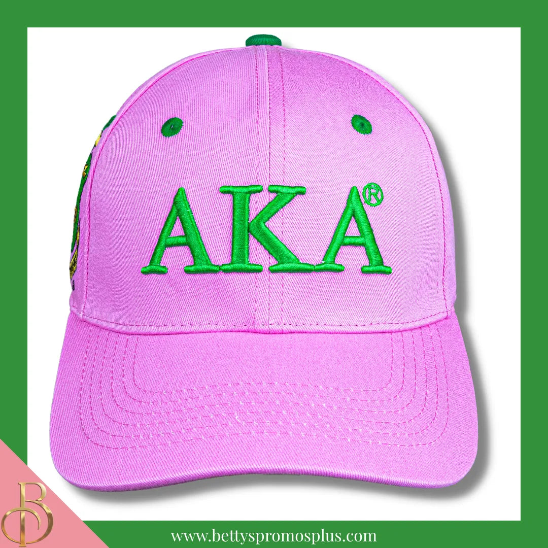 Alpha Kappa Alpha AKA Embroidered Shield Baseball Cap-Alpha Kappa Alpha Paraphernalia-Alpha Kappa Alpha Hats-Betty's Promos Plus