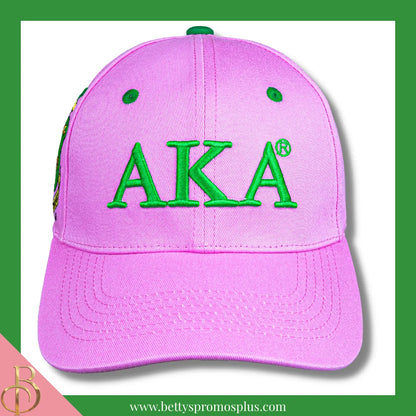 Alpha Kappa Alpha AKA Embroidered Shield Baseball Cap-Alpha Kappa Alpha Paraphernalia-Alpha Kappa Alpha Hats-Betty's Promos Plus