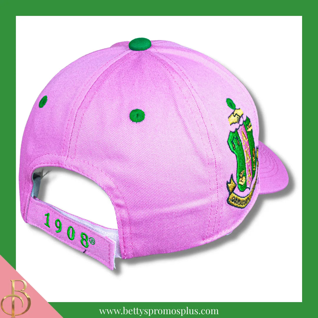 Alpha Kappa Alpha AKA Embroidered Shield Baseball Cap-Alpha Kappa Alpha Paraphernalia-Alpha Kappa Alpha Hats-Betty's Promos Plus